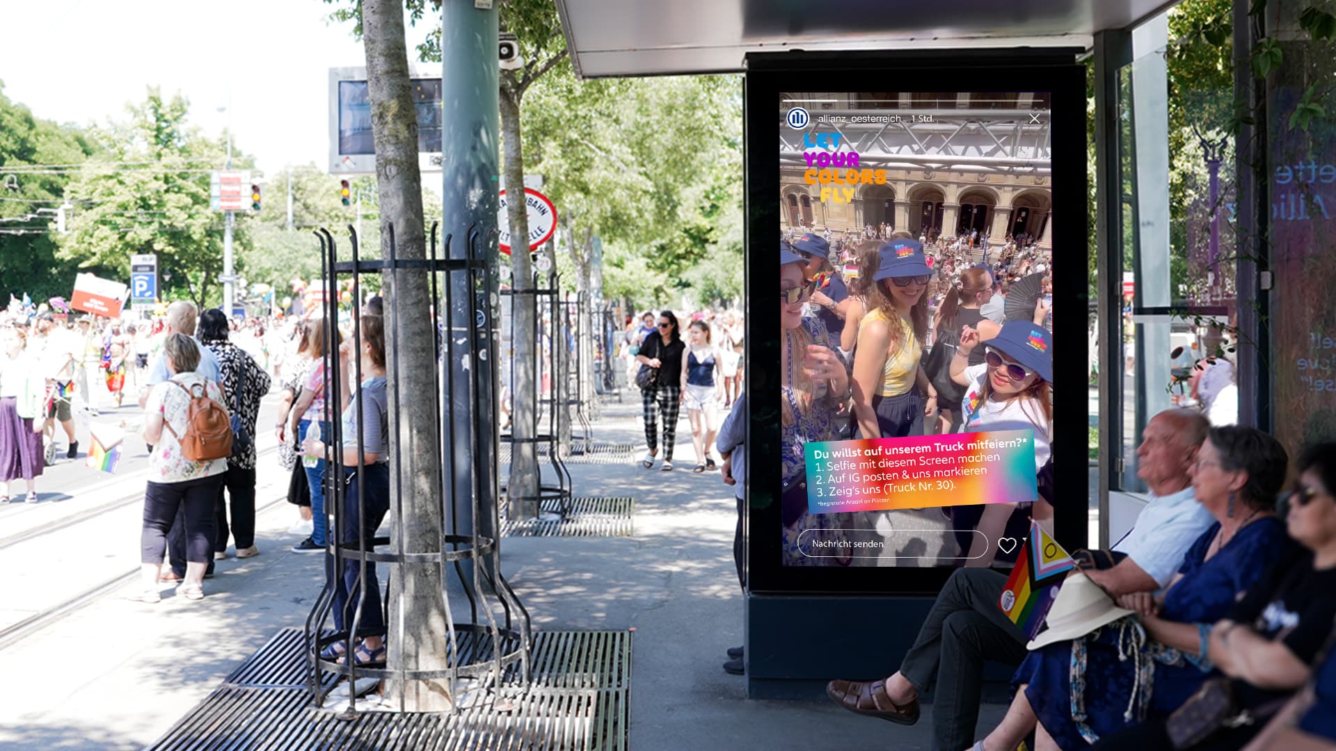 Allianz goes Pride - Erstmal Instagram Stories in Echtzeit auf DOOH!